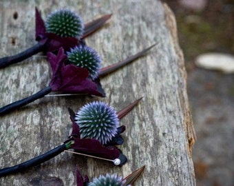 NFS (Not For Sale)/Example Only Thistle Boutonnieres. Woodland Wedding Boutonnieres/Boho Buttonholes. Groomsmen Gifts. Forest Wedding.