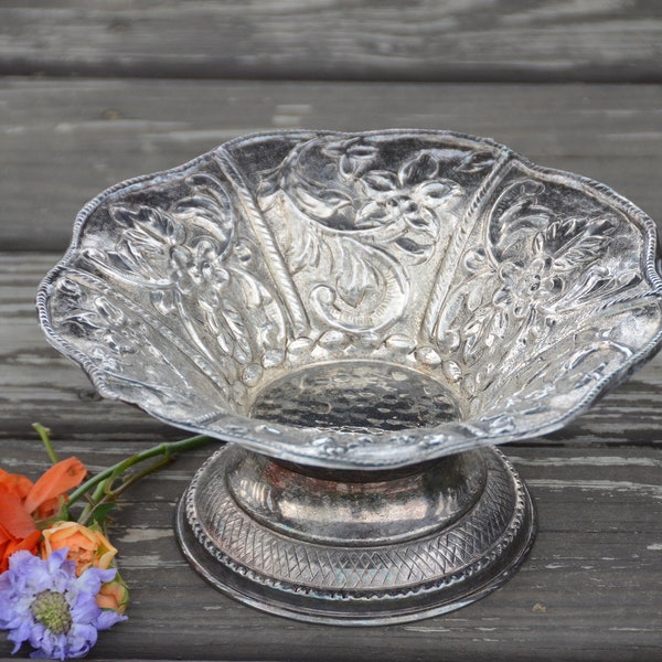 Silver Plate COMPOTE Made in India | Silver Pedestal | Silver Centerpiece Floral Vessel | Silver-Plated Fruit Bowl with Stand | #ZZ1