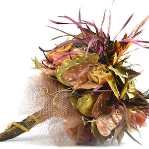 STEAMPUNK METAL BOUQUET |Steampunk Button Bouquet| Fall Bouquet |Fantasy Wedding | Fairytale Bouquet |Woodland Wedding Bouquet|Brown Bouquet