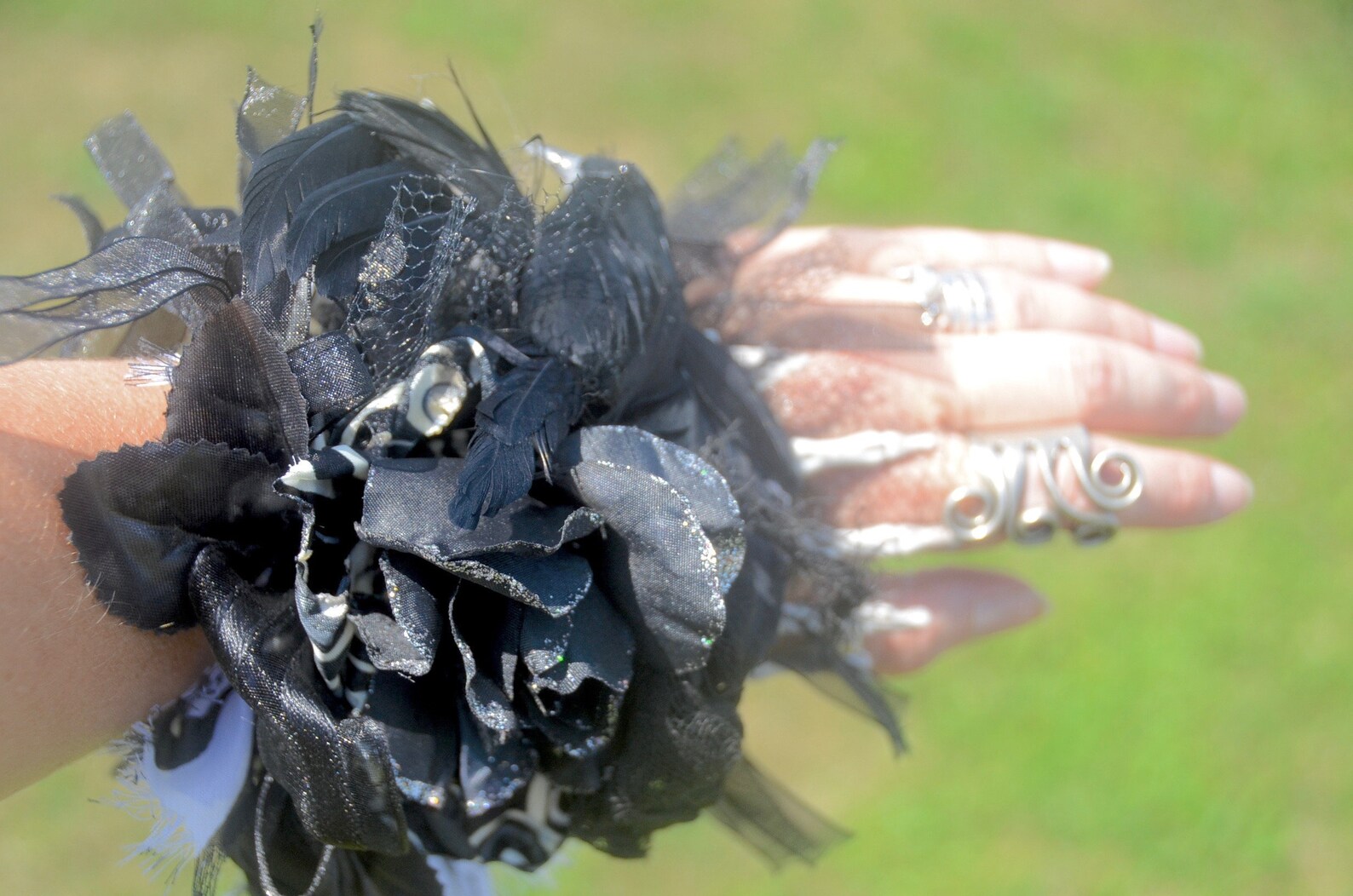 Halloween WRIST CORSAGE Black and White Wristlet Skeleton Etsy