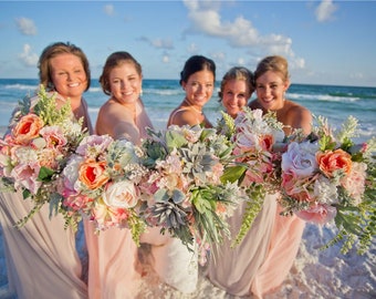 Made to Order-Example Only Listing|Succulent Wedding Bouquet | Silk Flower Bouquet | Sage & Peach Bouquet | Rustic Wedding |Keepsake Bouquet