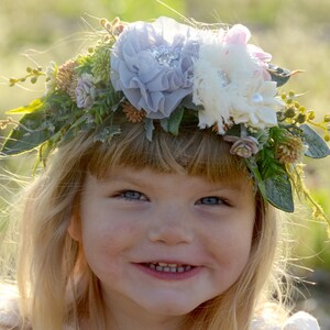 子供用ファブリックフラワークラウン | 幼児用ヘッドバンド フェイク多肉植物 シルクフラワー | フラワーガール 素朴なウェディングヘアリース | フラワーガール クラウン