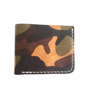 Italiano La Perla Azzurra Camo - Cartera plegable de cuero con seis bolsillos