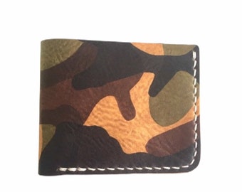 Italian La Perla Azzurra Camo - Six Pocket Leather Bifold Wallet