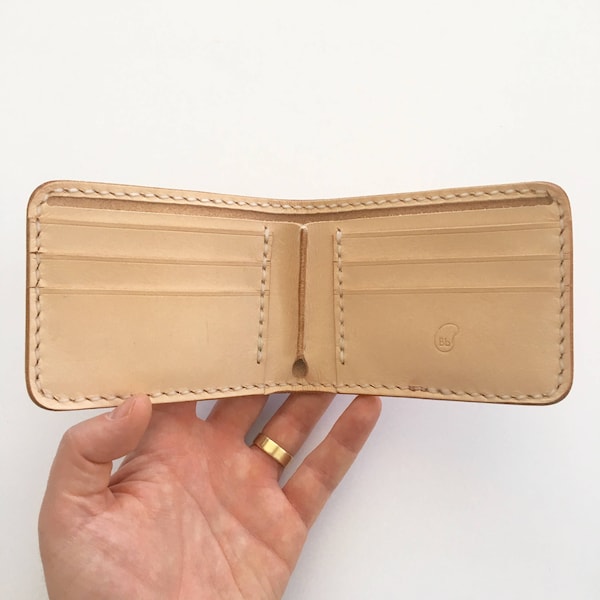 Six Pocket Leather Japanese Style Bifold Wallet - veggie tan