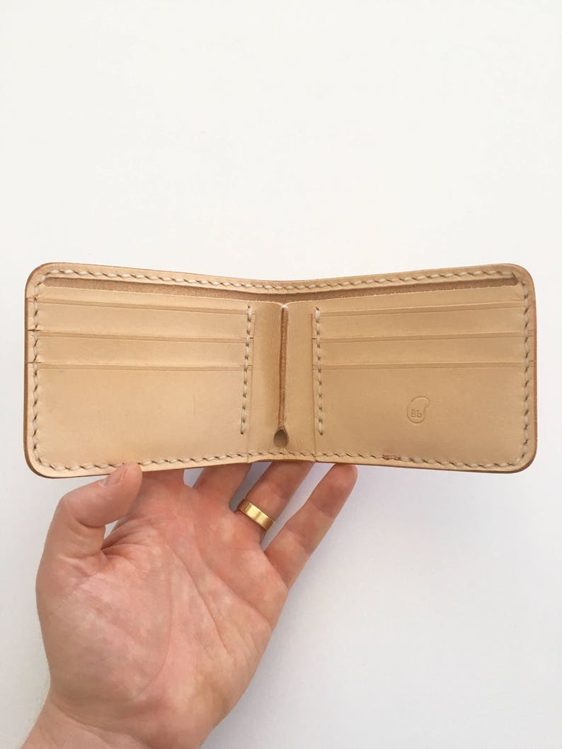 Six Pocket Leather Japanese Style Bifold Wallet veggie tan image 1