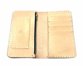 Leather Mid Wallet with Zipper Pouch