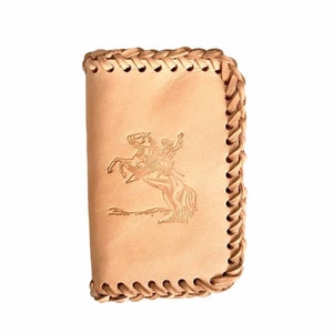 Ready to ship! Sample- Natural Leather Braided Mid Wallet