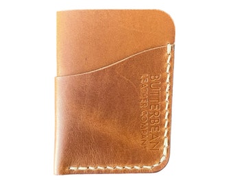 Brown Buttero vegtan minimalist leather cardholder.