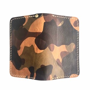 Camo Leather Mid Wallet with Zipper Pouch image 3