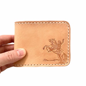 Cartera plegable de cuero de estilo japonés con seis bolsillos - sello de vaquero