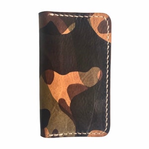 Camo Leather Mid Wallet with Zipper Pouch image 1