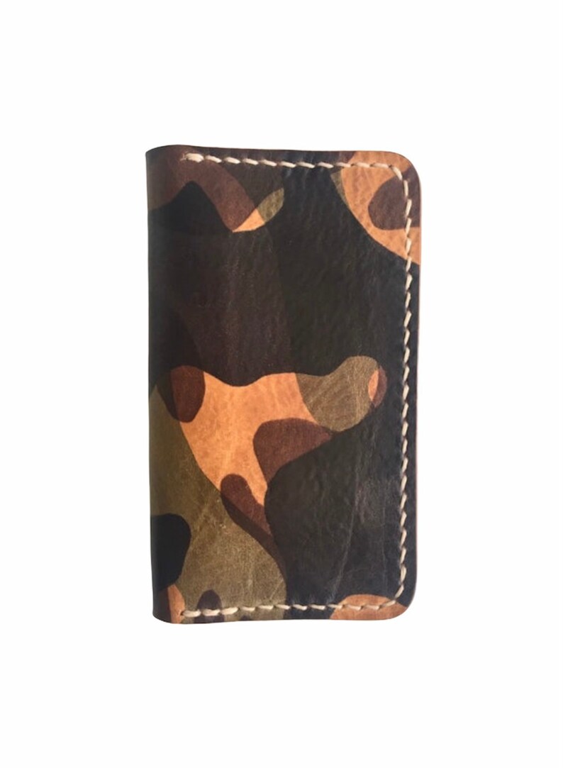 Camo Leather Mid Wallet with Zipper Pouch image 1