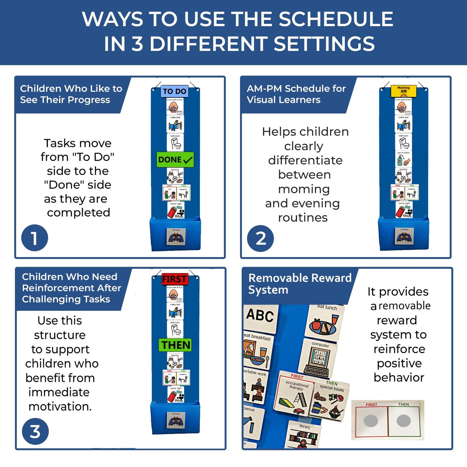 Plastic Visual Schedule for Kids | Autism Daily Routine Chart | ABA ...