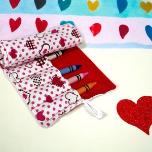 Montessori Hearts On The Go Crayons Caddy Holder roll up case color wraps, Perfect to Keep Your Kids Organized, Inspired, and Entertained!