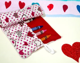 Montessori Hearts On The Go Crayons Caddy Holder roll up case color wraps, Perfect to Keep Your Kids Organized, Inspired, and Entertained!