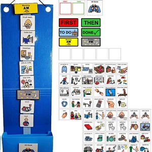 Visual Schedule & Chore Reward Chart Daily Planner with Picture Cards for Routines and Learning Structure at Home, School, and in Centers