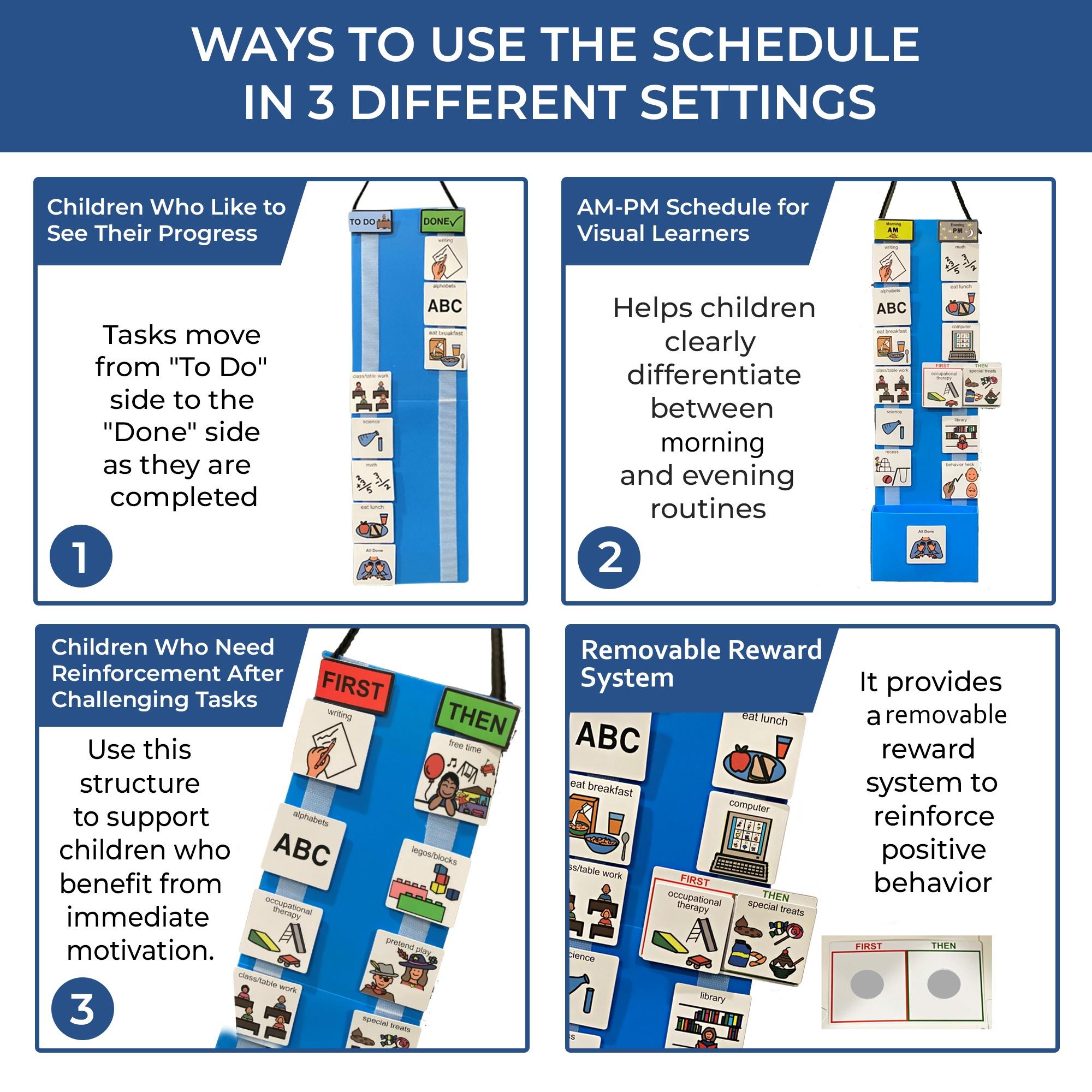 Kids Daily Visual Schedule | Autism Routine Chart With Visual Cards for ...