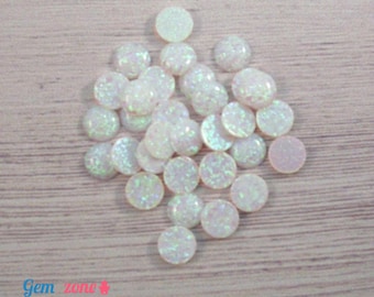 White jewelry - 6MM round cabochon white opal, flat back gemstone, bridal jewelry,  10 pcs