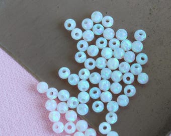 3MM White Opal Beads / Round Loose Seed Lab Beads / 50pcs