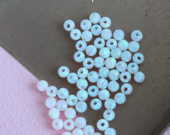 3mm White Opal Beads / Round Gemstone Spacer Beads / 100 Pcs