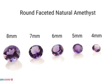 7MM Natural Amethyst Faceted Stone / Round Loose Gemstone / February Birthstone  / 2 pcs