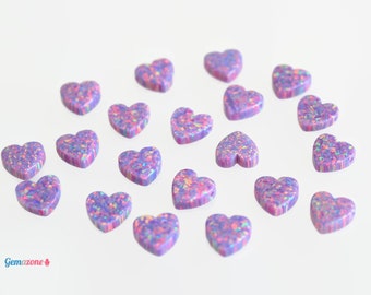 10MM Heart Shaped Violet Opal Pendant / Side Full Hole Beads / Purple Lavender Lilac Opal Beads / 1 pcs