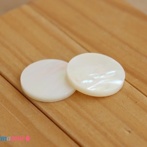 20MM Round Flat Natural White MOP Shell Discs / Loose Mother of Pearl Slices / Both Sides Gemstone / Natural Gems / Jewelry Making / 2 Pcs