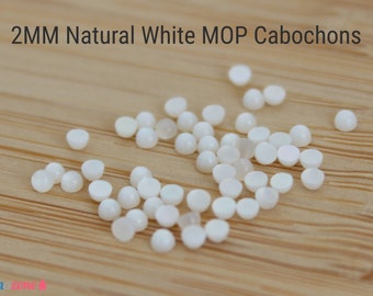 2MM White MOP Cabochons / Natural Mother of Pearl Shell Cabs / Flat Back Tiny Gemstones / 50 pcs 100 pcs