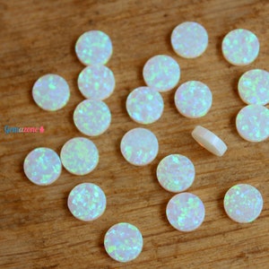 8MM White Opal Flat Discs / Round Loose Straight Edge Gemstone Slices / 10 pcs