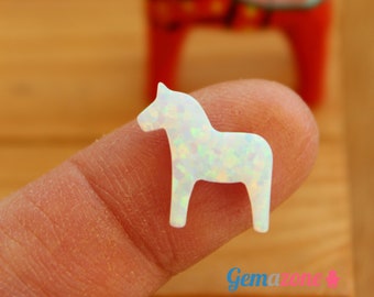 Dala Horse opal pendant / Swedish Dalahast White Opal Charm / Scandinavian Nordic Pendant / Loose Gemstone Beads / Jewelry Making / 1 pcs