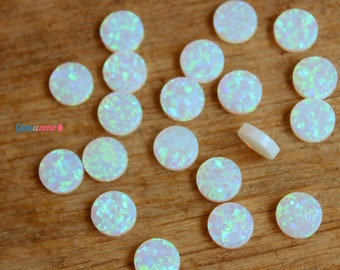 8MM White Opal Flat Discs / Round Loose Straight Edge Gemstone Slices / 10 pcs