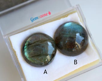 Large Labradorite cabochon / Loose Natural Labradorite 20mm Gemstone Cabochon / Green Labradorite / Semi Precious Cabochon /1 pcs (A,B)