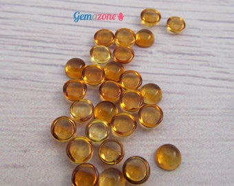 3MM Citrine Cabochons / Loose Round Calibrated Yellow Citrine / November Birthstone / Gemstone Cabochon / Jewelry Making Supplies 10 pcs