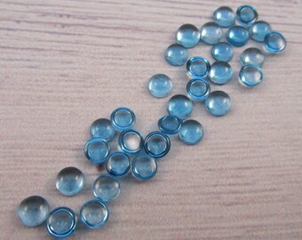 5MM Swiss Blue Topaz Cabochons / Natural Blue Topaz / Round Calibrated Blue Topaz / Loose Gemstone Cabochon / Jewelry Supplies / 4 pcs