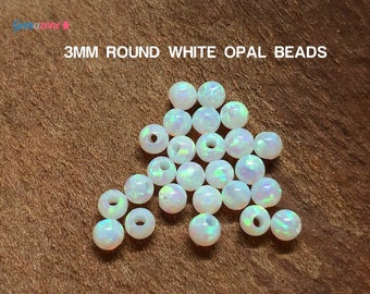 3MM White Opal Beads / Loose Round  Seed Bead with Full Drilled Hole / Birth Stone Beads / 50 pcs