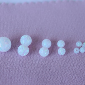 White Opal Beads / Loose Full Drilled Hole Lab Beads / Size to Choice / 10 pcs