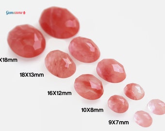 10X8mm Oval Cherry Quartz / Pink Red Synthetic Gemstone / Flat Back Briolette Cabochons / 10 PCS