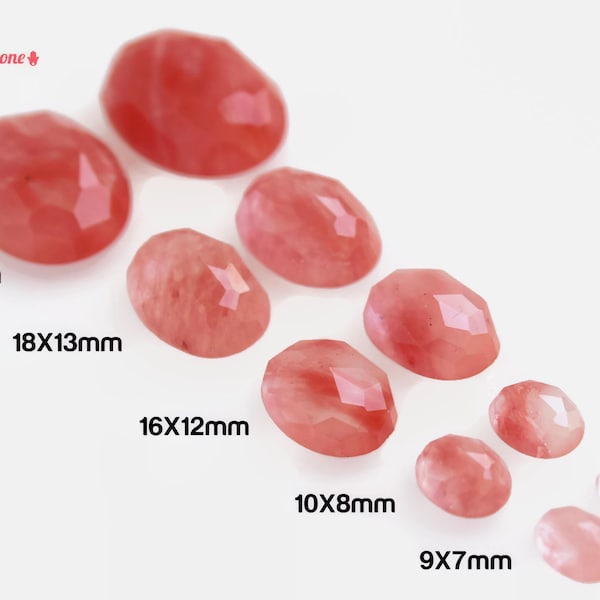 16X12mm Oval Cherry Quartz / Pink Red Synthetic Quartz Gemstone / Flat Back Briolette Cabochons / Jewelry Making / 10 PCS