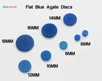 Disques plats d'agate naturelle de 16 mm / tranches d'agate bleues lâches rondes / pierres précieuses bleues plates / gemmes naturelles / lot de 6 pièces en vrac