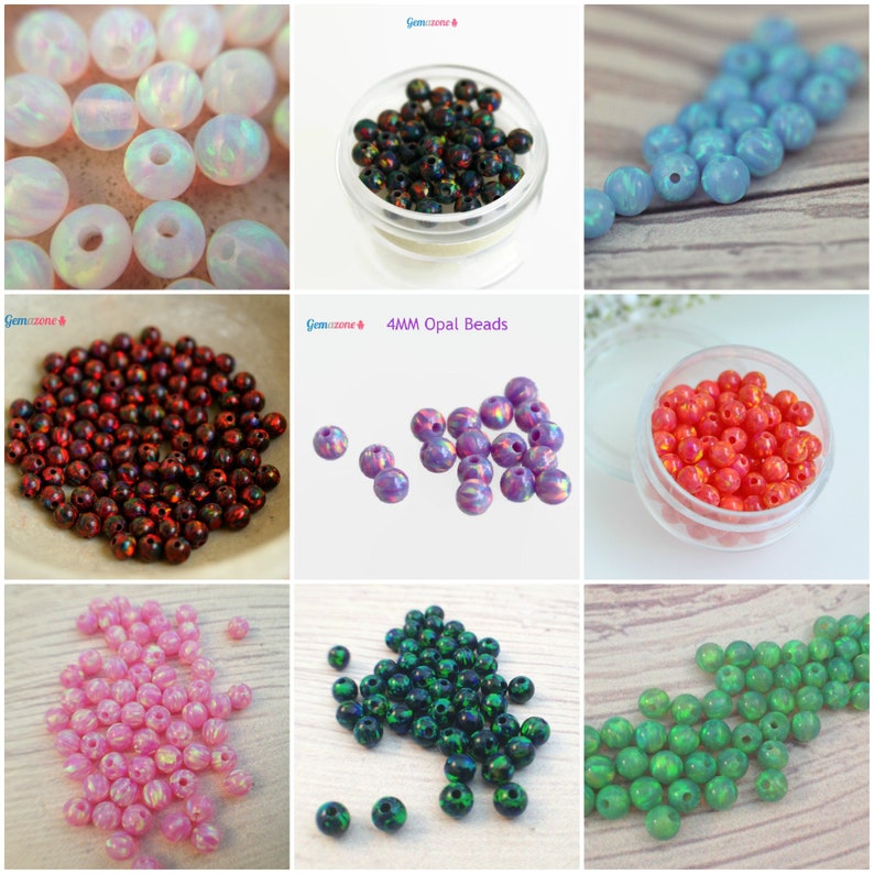 4MM BLUE OPAL BEADS / Round Opal Beads / Opal Gemstone Loose Lab Gems / October Birth Beads / Birth Stone Beads / 10 pcs image 6
