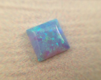 4X4MM Square loose cabochon, light blue or white synthetic opal, 10 pcs - October birthstone, opal supply