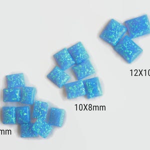Cabochon rectangle opale 12 x 10 mm / Pierres opales bleues à dos plat / Accessoires pour fabrication de bijoux / 2 pcs