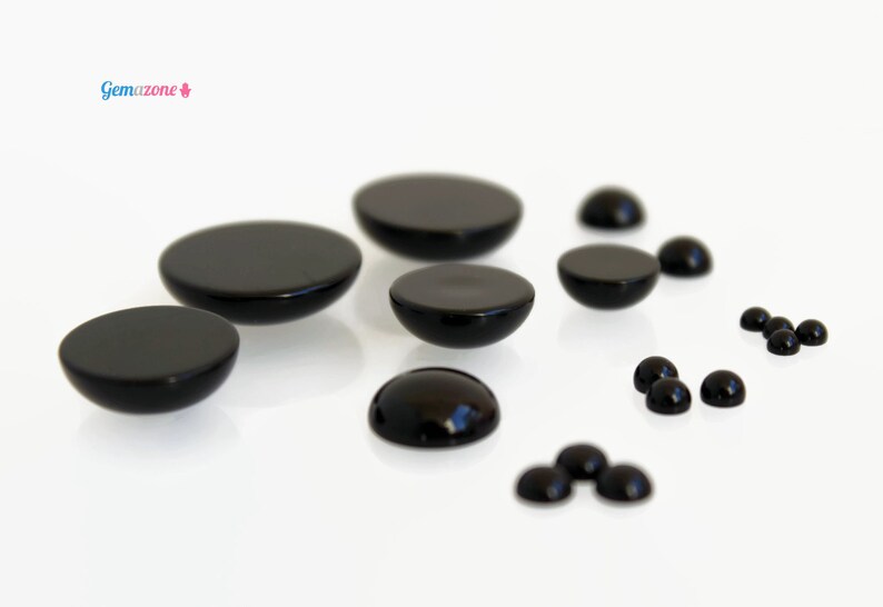 12mm Black Onyx Cabochons / Natural Onyx Flat Back Cabs / Loose Round Gemstone Cabochon / Jewelry Making / 10 or 30 pcs image 5