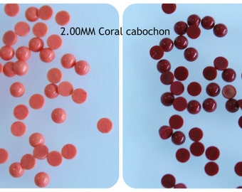Tiny 2MM Coral Cabochons / Round Loose Calibrated Red Orange Coral / Flat Back Gemstone Supplies / Jewelry Making / 100 pcs Wholesale LOT