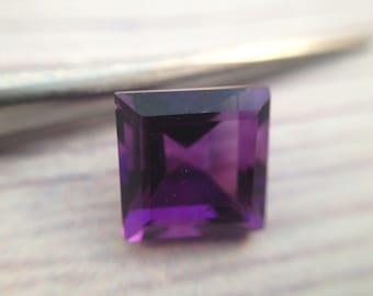 Piedra cuadrada facetada de amatista de 8 mm/piedra preciosa suelta natural/piedra natal de febrero/2 piezas