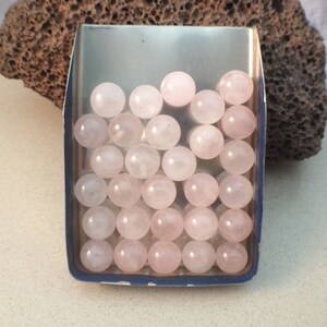 6mm Natural Rose Quartz / Round Semi Precious NO HOLE Beads / Pink Blush Undrilled Beads / 4 pcs