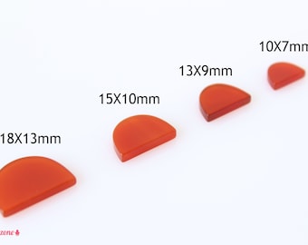 10X7MM Flat Natural Carnelian Discs / Loose Half Oval Red Orange Carnelian Gemstone / Natural Gems / 10 Pcs