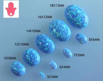 7X5MM Loose Opal oval cabochons / flat back light blue or white lab created opal / jewelry supply / 50 pcs Wholesale LOT