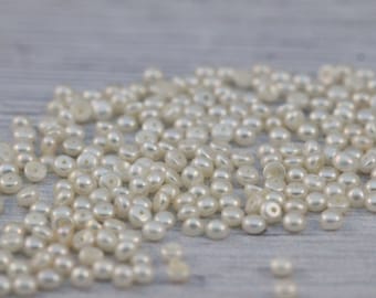 6-6.5mm White freshwater pearl loose button cabochons / half drilled hole / DIY jewelry making / Gemstone supply 20 / 50 / 100 pcs Lot Bulk